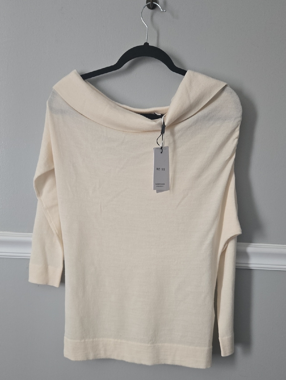Reiss Cream Off-the-Shoulder Sweater